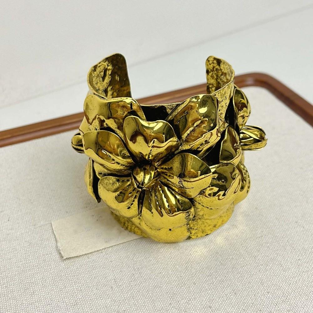 Wide Open Exaggerated Flower Bangle Geometric Women's Wrist Jewelry  Festival Gifts