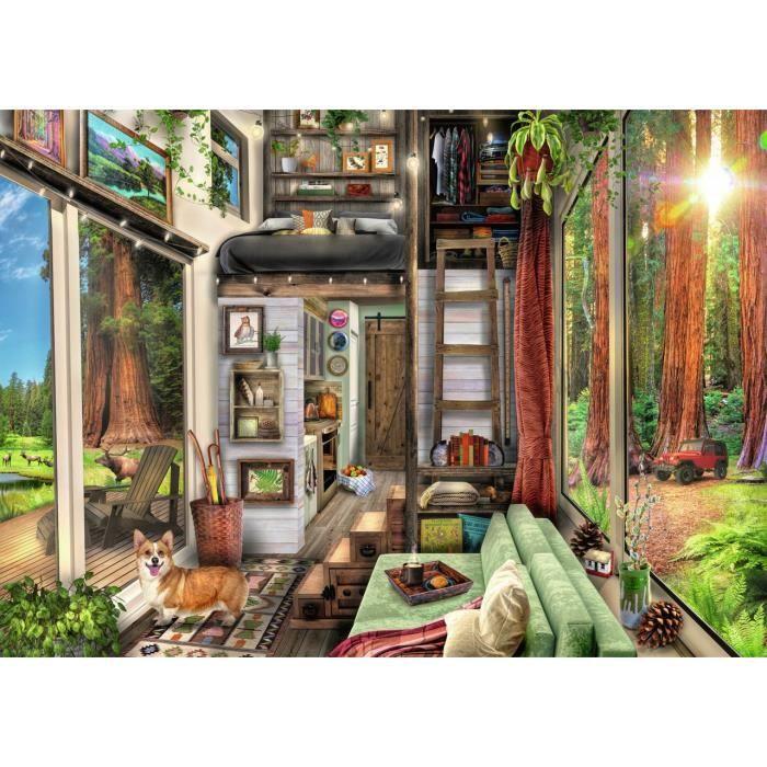 Puzzle - ravensburger - tiny house in redwood forest - 1000 pièces - paysage et nature - intérieur