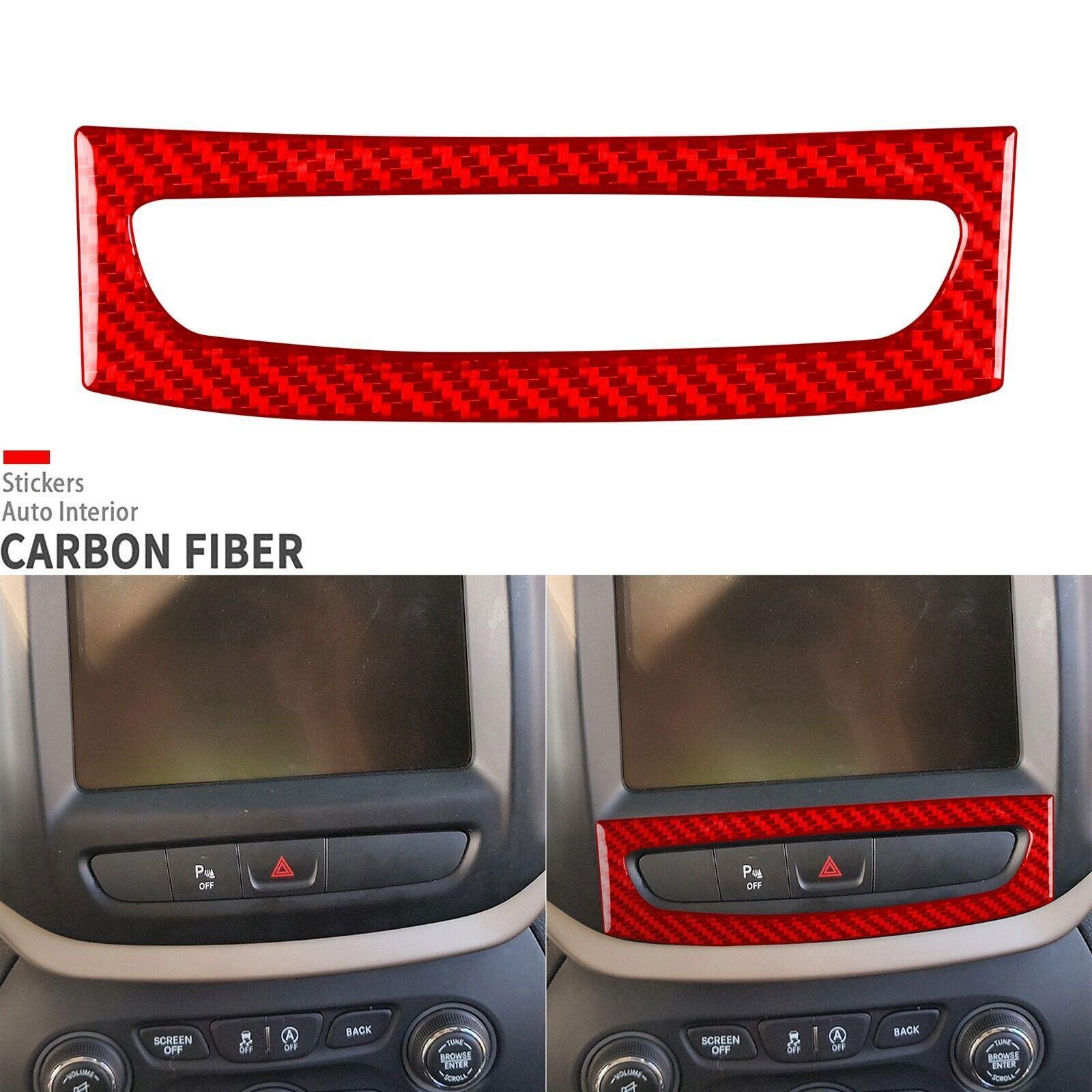 Red Carbon Fiber Console Hazard Warning Light Cover Trim For Jeep Cherokee 14-18