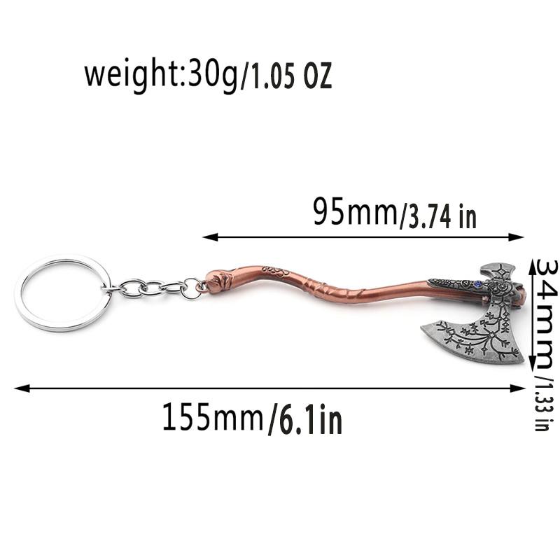 Punk Fashion Jewelry God Of War 4 Kratos Axe Keychains Exquisite Crystal Carved pattern Axe Pendant key holder Souvenir jewelry