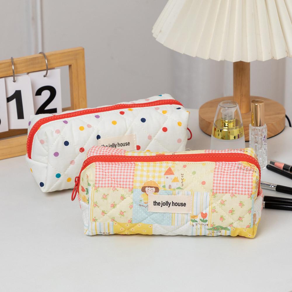 Polyester Colorful Dot Makeup Bag With Large Capacity Portable Travel Organizer For Students