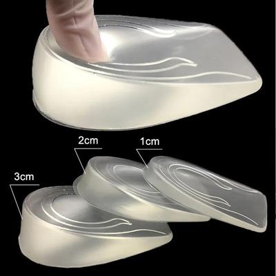 1 Pair Silicone Gel Height Increase Insole Heel Lifting Inserts Shoes Foot Care Elastic Cushion Insert For Women