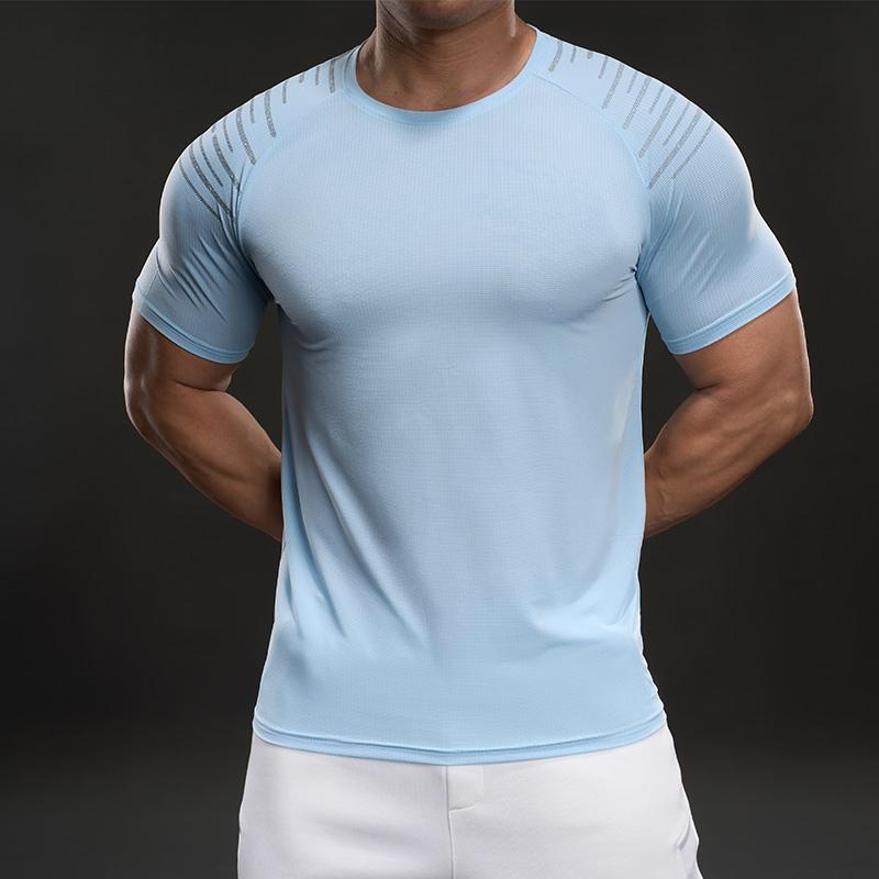 586009 Summer 2025 American Style Casual Short-sleeved Fashion Sports Slim Elastic Fitness Outdoor T-shirt