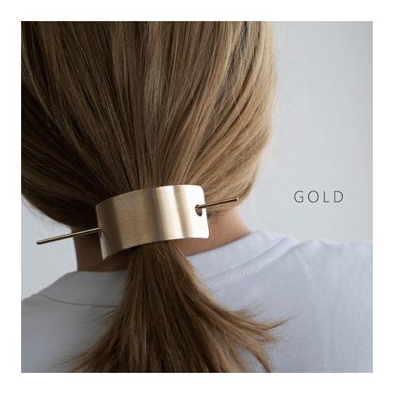 JewelVOX Majeste Hair Accessory for Women, Simple Metal Kanzashi Hair Stick, Elegant Adult Gold