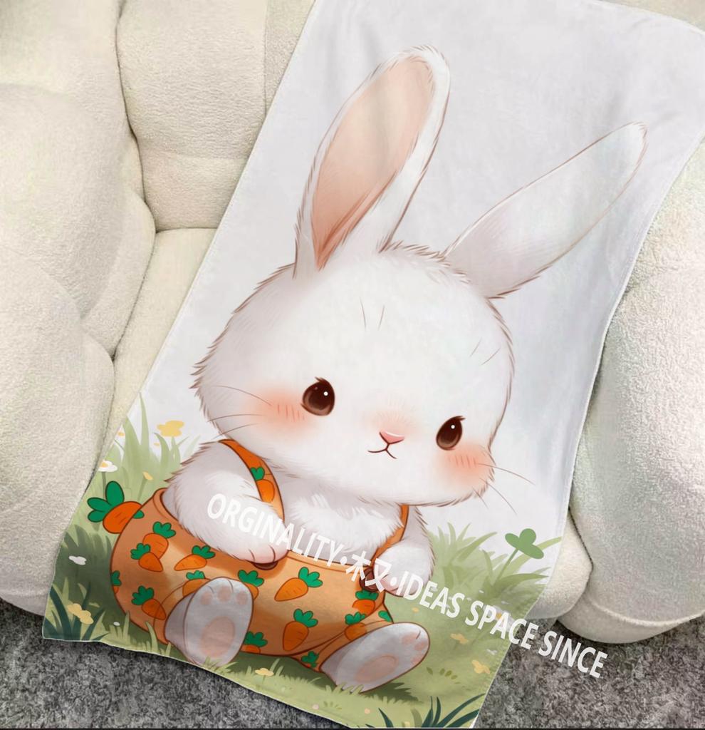 Cartoon Carrot Bunny Beach Towel Patterned Sunscreen And Windproof Suitable For Swimming Pool Camping Travel Blanket