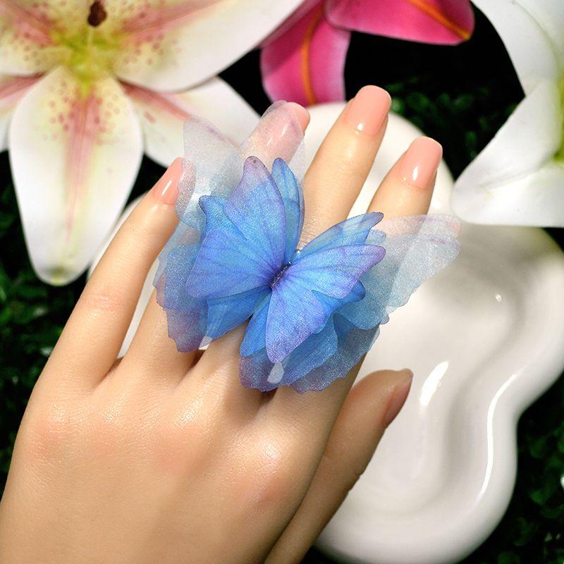 

Сказочный и Изысканный Браслет с Бабочкой Красивый Элегантный Цветок на Запястье Гибкий Ремешок для Руки Художественный Танцевальный Ремешок для Ношения Новый Китайский Национальный Стиль About 7cm butterfly opening ring((JZ16)A)