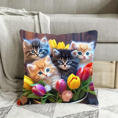 Niedlicher Tierprint Kissenbezug: 2D-Flachdruck, keine echte Stickerei, Nachtsofa Nachtsofa-Kissen