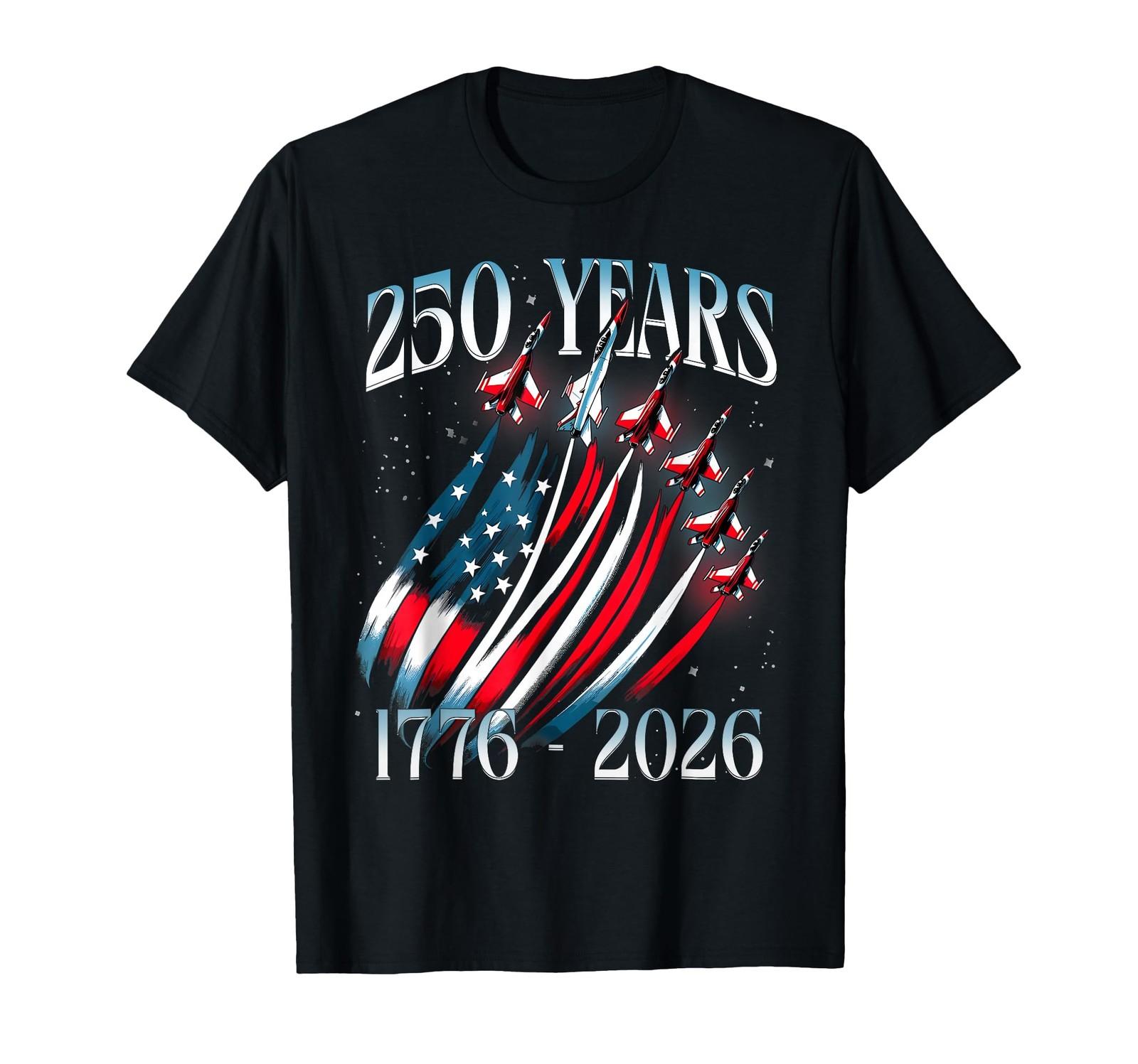 250 Years 1776-2026 USA Flag Fighter Jets 250th Birthday T-Shirt S разноцветный