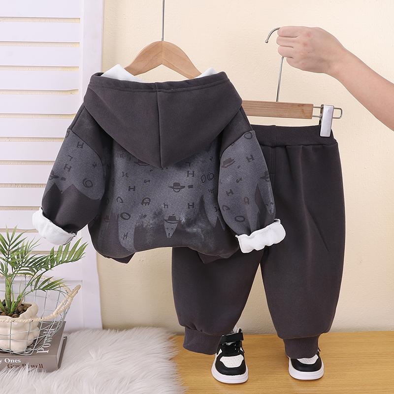 Boys' 2-Piece Cotton Set, Kids Wild West Hoodie and Pants Set, High-Quality Baby Clothes -S-XXL