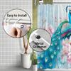 1pc Iridescent Peacock & Cherry Blossom Shower Curtain - Watercolor Style, Vibrant Blue Peacock with Pink Pastel Flowers
