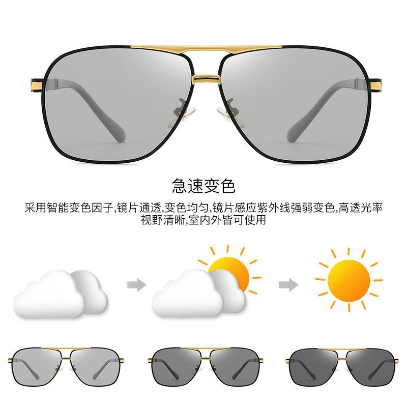 Polarized Sunglasses Men'S Square Double Beam Sunshade Driver Driving Fishing Discoloration Day And Night Han Chao