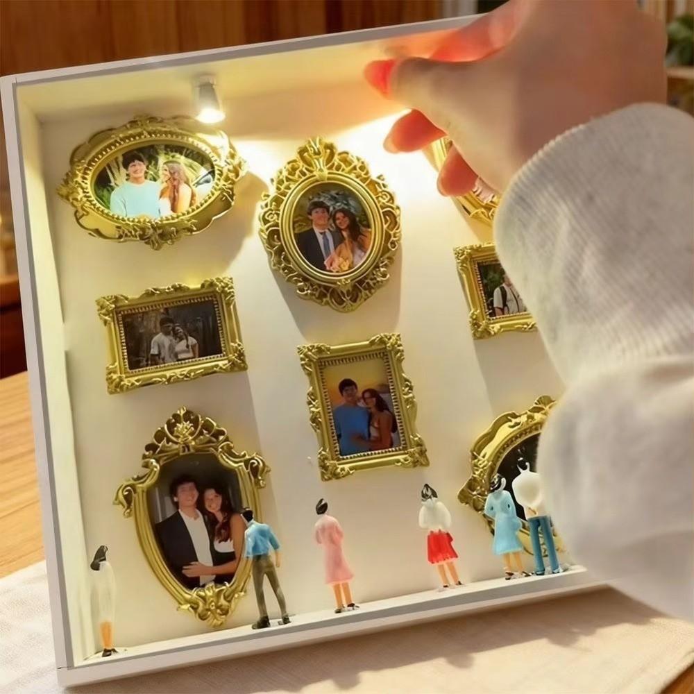 Mini Figurines DIY Mini Museum Silhouette Box Gold Frames Memory Preservation Shadow Box Frame Photo Frame Travel Memories