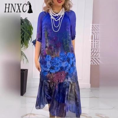 Moda damska Letnia wiosna 2/1 Rękawy O-Neck Casual Sukienki
