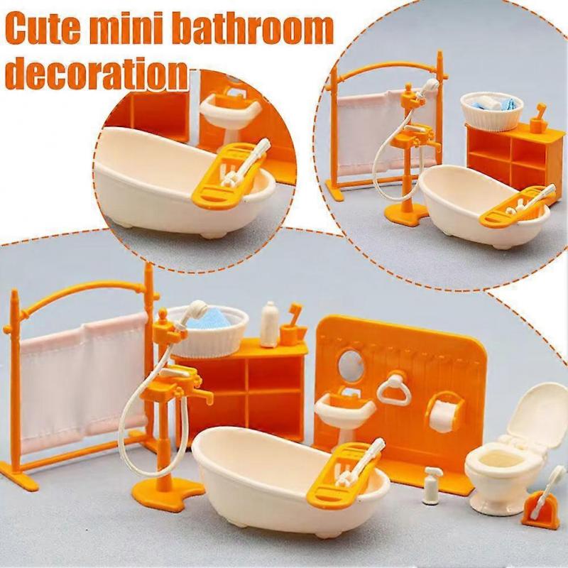 Doll House Mini Furniture Bathroom Set Toys Basin Faucet Accessories for Kids
