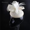 European And American Style High-Quality Hemp Yarn Headgear Catwalk Bride Feather Hair Accessories Party Dress Top Hat
