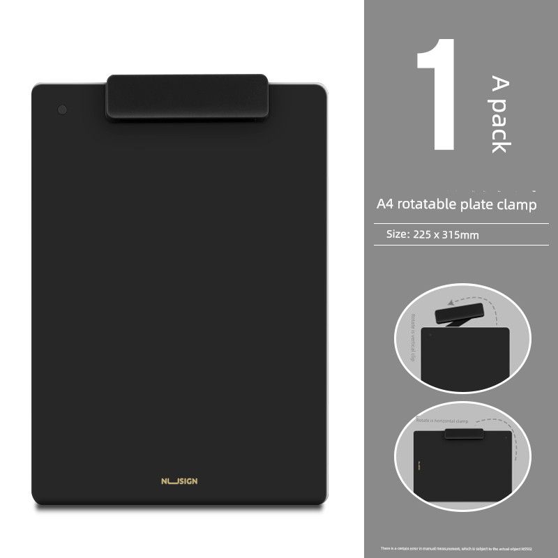 Deli Thickened Horizontal and Vertical Modes Office Drawing Board Folder [Rotatable Plate Clamp] Black - 1 Piece
