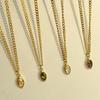 Jewelry Oval Pendant Necklace Stainless Steel Clavicle Chain Fashion Cubic Zirconia Necklace  Women