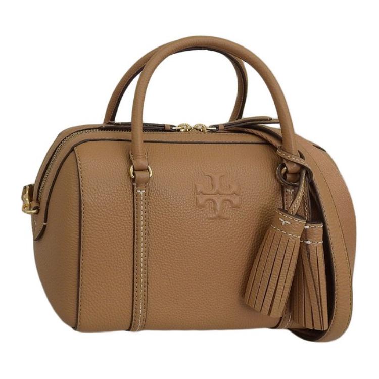 Tory Burch Logo Zipper Closure Leather Shoulder Crossbody Handbag Small Women Handbags Camel 141955-221