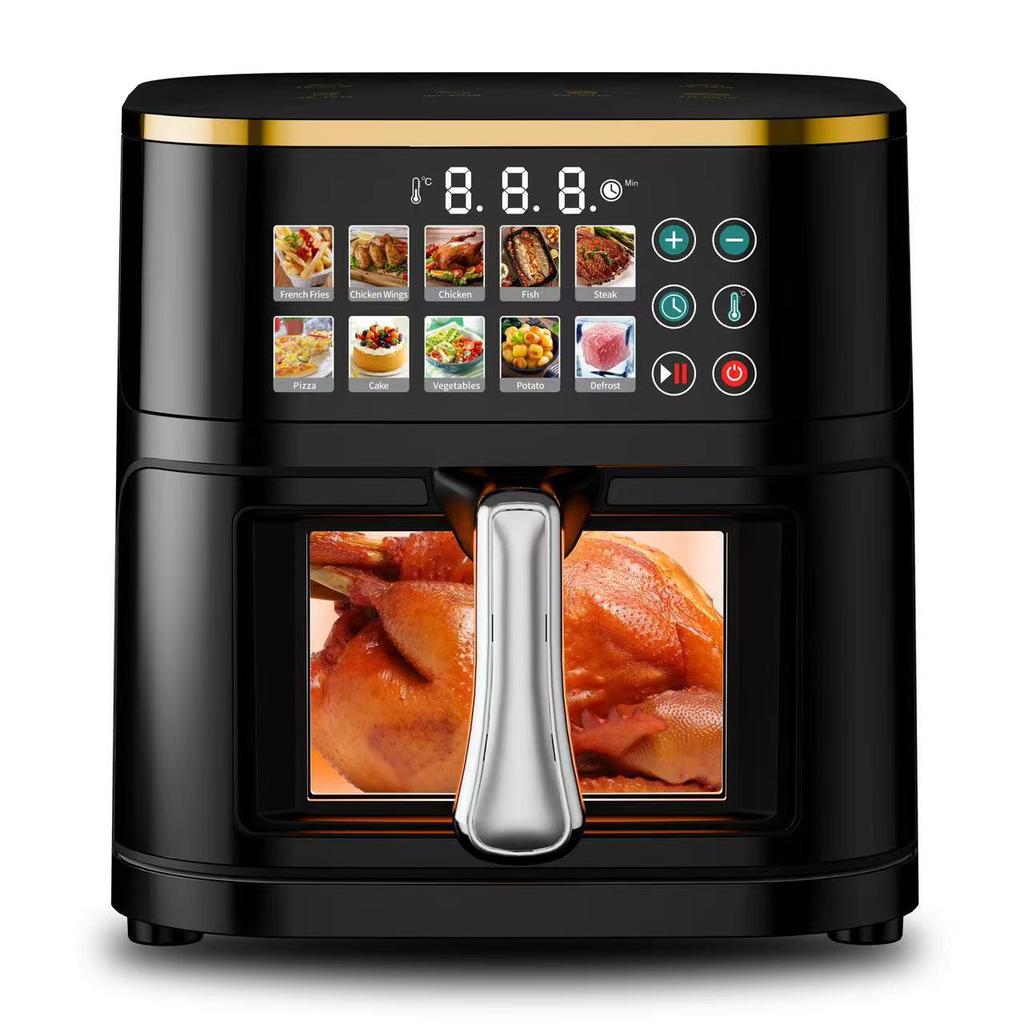 2025 Touch Control Stainless Steel Air Fryer with Large Capacity and Visible Cooking Chamber