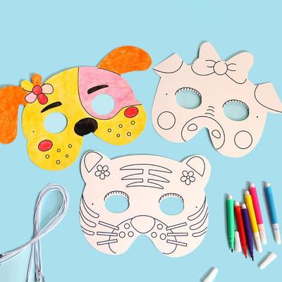8PCS KIDS Blank Animal Cartoon Mask Children Coloring Painting Kindergarten Paper Graffiti Handmade Diy Art Material Package Toy Gifts Halloween