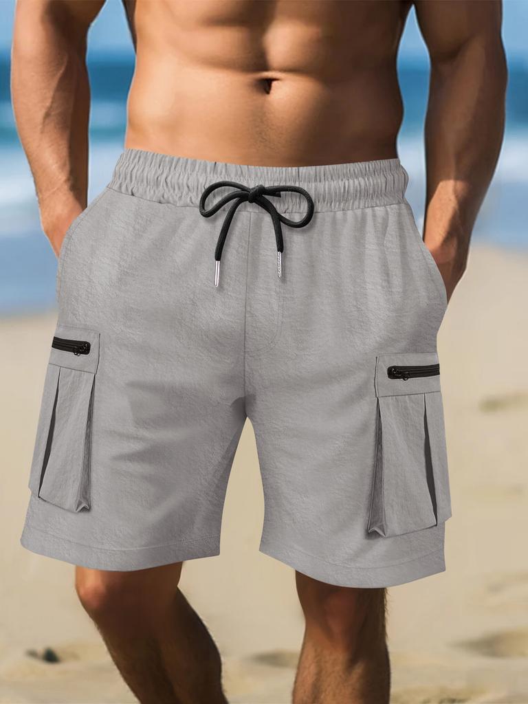 Pantaloncini Cargo Estivi da Uomo con Vita Elastica, Pantaloncini Utility con Tasche 3D, Pantaloncini Atletici Larghi al Ginocchio