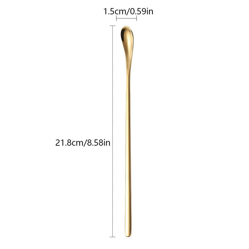 

Ложка для перемешивания из нержавеющей стали 304 с длинной ручкой, ложка для кофе, чая, льда, барная посуда, кухонный инструмент, для смешивания приправ, десерта золотой