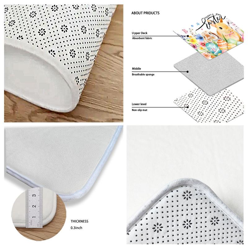 1 ks Kuchyňský koberec proti únavě, Vzor zajíčků, Vodotěsný, Protiskluzový, Silný, Polstrovaný kuchyňský rohož, Odolná komfortní podložka pro stání do kuchyně