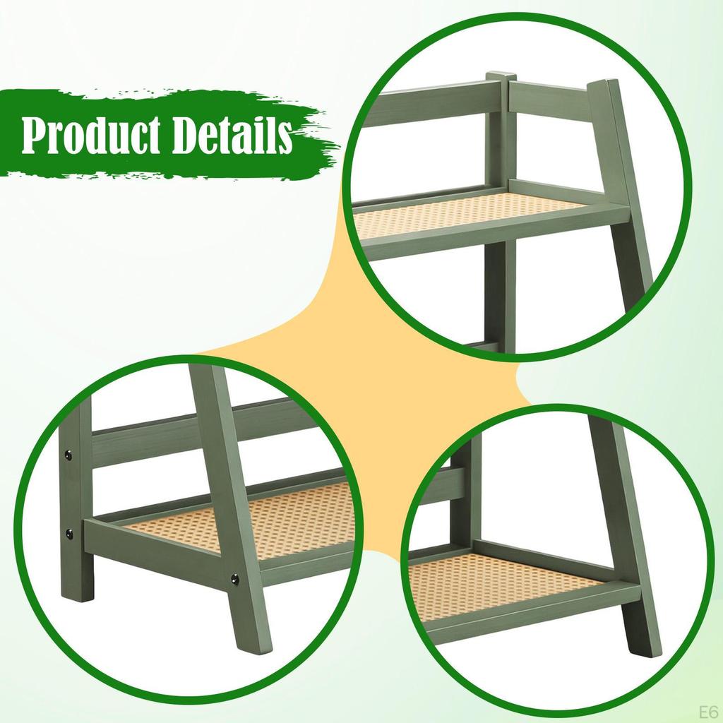 Bamboo Double Layer Rack 2 Tier Coffee Mug Display Stand Desk Storage Organizer for Living Room