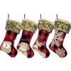 Linen Socks Large Santa Snowman Stockings Candy Gift Bag
