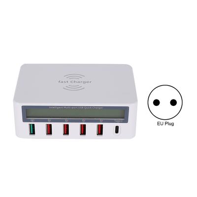 818 USB3.0 Multi Port Mobile Phone Fast Charger Shunt Adapter with Wireless Charging (White )