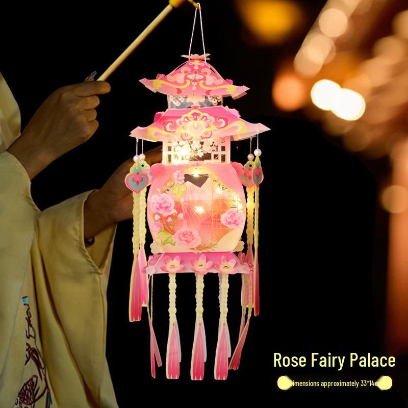 Mid-Autumn Festival Handmade Ancient Style Lanterns - DIY Flower & Palace Luminous Projection Lanterns for Children