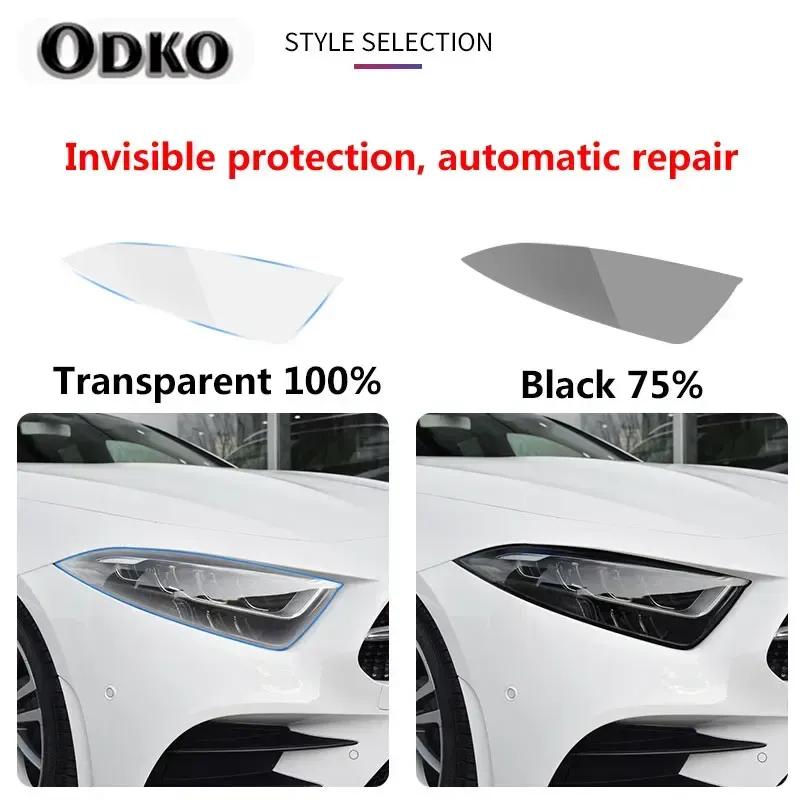 2Pcs Car Headlight Protective Film For Mercedes Benz W447 V 250 d TPU Black Sticker Transparent Decoration Accessories