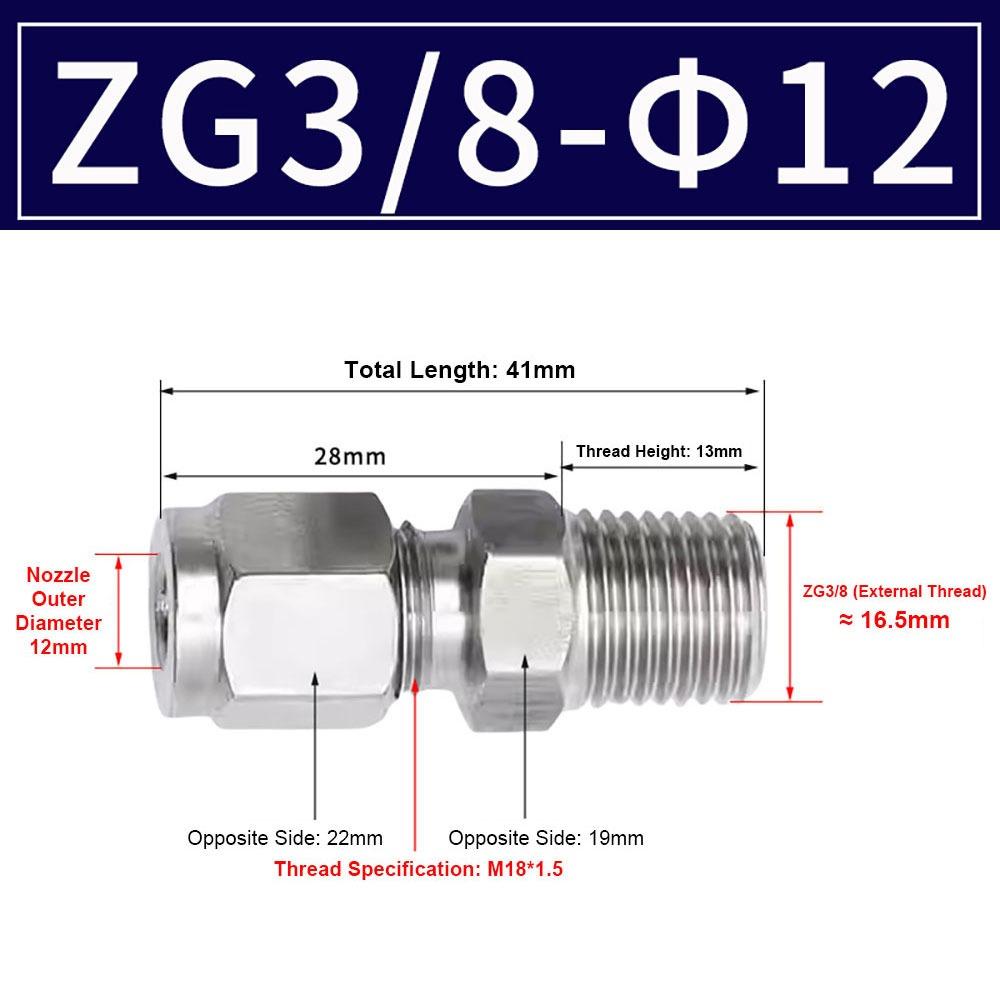 1Pcs Stainless Steel Quick Fitting 304 SS Metric ZG Pipe Fitting Tube Connector  for Oil Water Gas