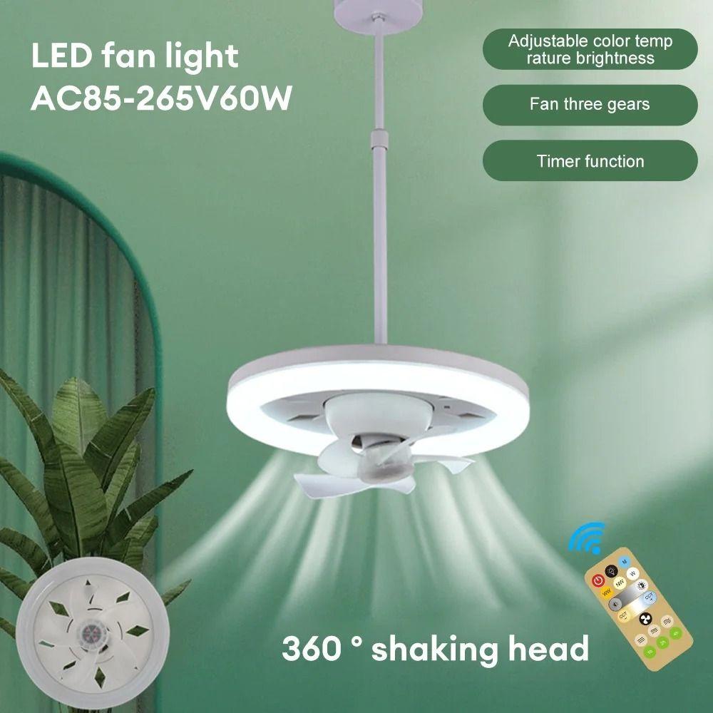 Remote Control Ceiling Fan 2 In 1 Electric Cordless Fan Hanging Fan with LED Light  Bathroom