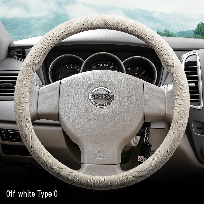 Suede Steering Wheel Cover for Nissan Sylphy, Teana, Qashqai, Sunny, Tiida, X-Trail, Livina (14th Gen).
