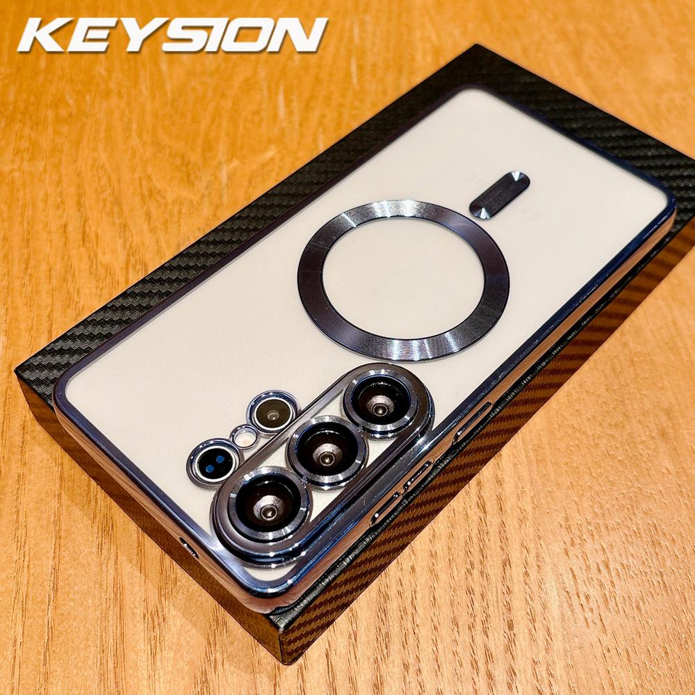KEYSION Magnetic Plating Transparent Case for MagSafe for Samsung Galaxy S26 Ultra 5G S26+ Shockproof Lens Protector Phone Cover