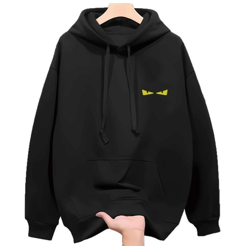 Felpa con cappuccio oversize da uomo con stampa occhi Casual Streetwear autunnale Pullover in cotone