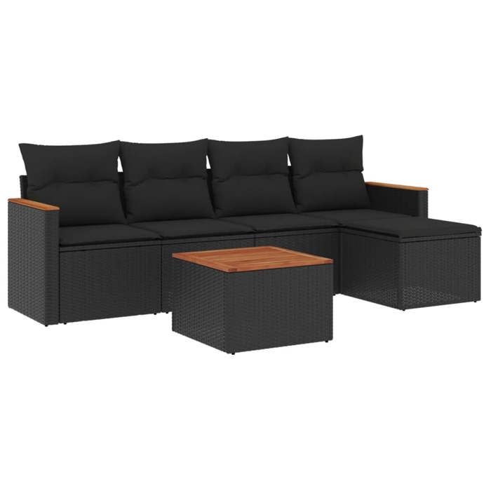 VidaXL Garden Lounge Set with Cushions 6 Pcs, Patio Sofas, Patio Furniture Set, Outdoor Furniture, Black 3225922