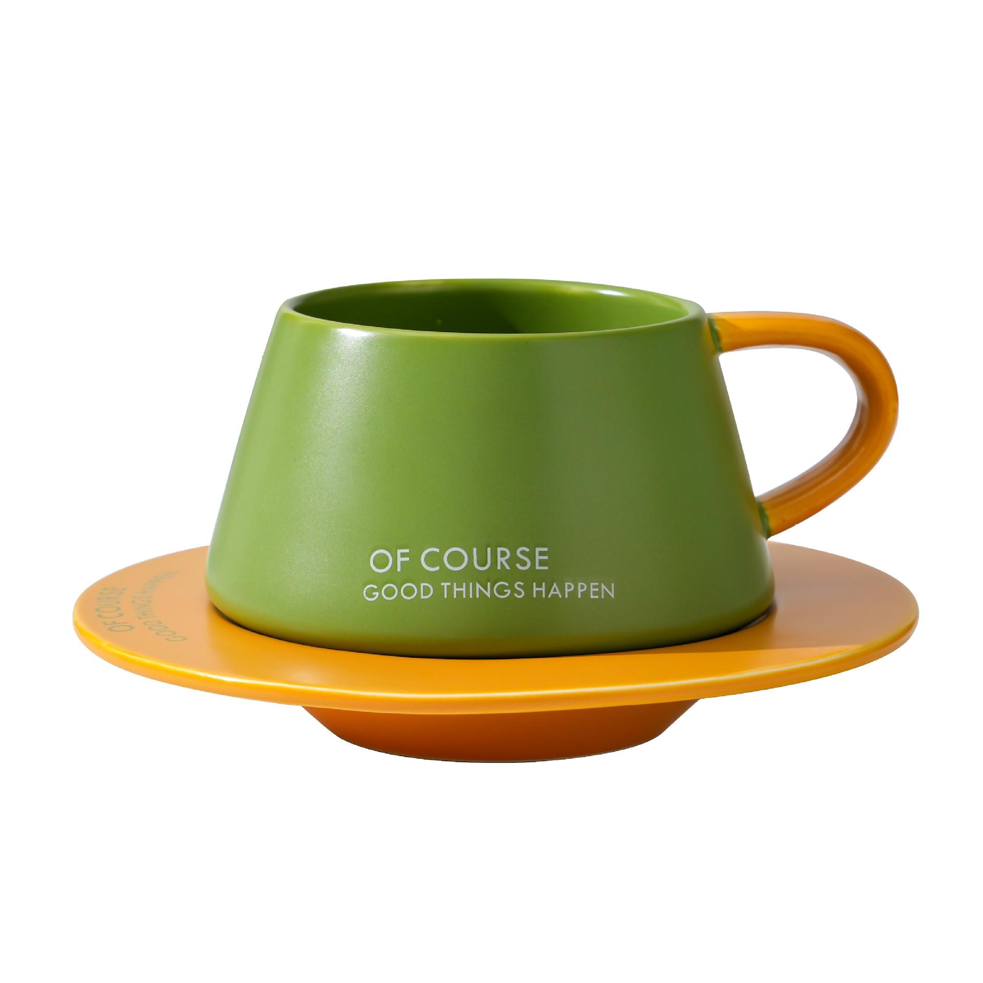 Nordisches Kontrastierendes Kaffeetassen-Untertassen-Set Teetasse Bürobecher High-End-Geschenk Keramiktasse Hochwertige Trinktasse 280ml