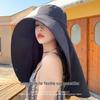 Women's Sun Hat with Large Brim, Neck Protection, UV Face Covering, and Ponytail Opening