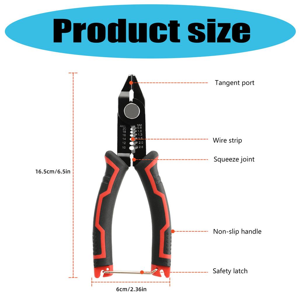 6.5Inch Multifunctional Wire Stripper Pliers Cable Cutter for Electricians and DIY Enthusiasts with Ergonomic Handle
