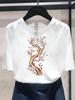 (Asiatische Größe) Trend Blume Süßes T-Shirt Druck Damen Oberteil Rundhals Kurzarm T-Shirts Mode Damen Freizeitkleidung Grafik T-Shirt