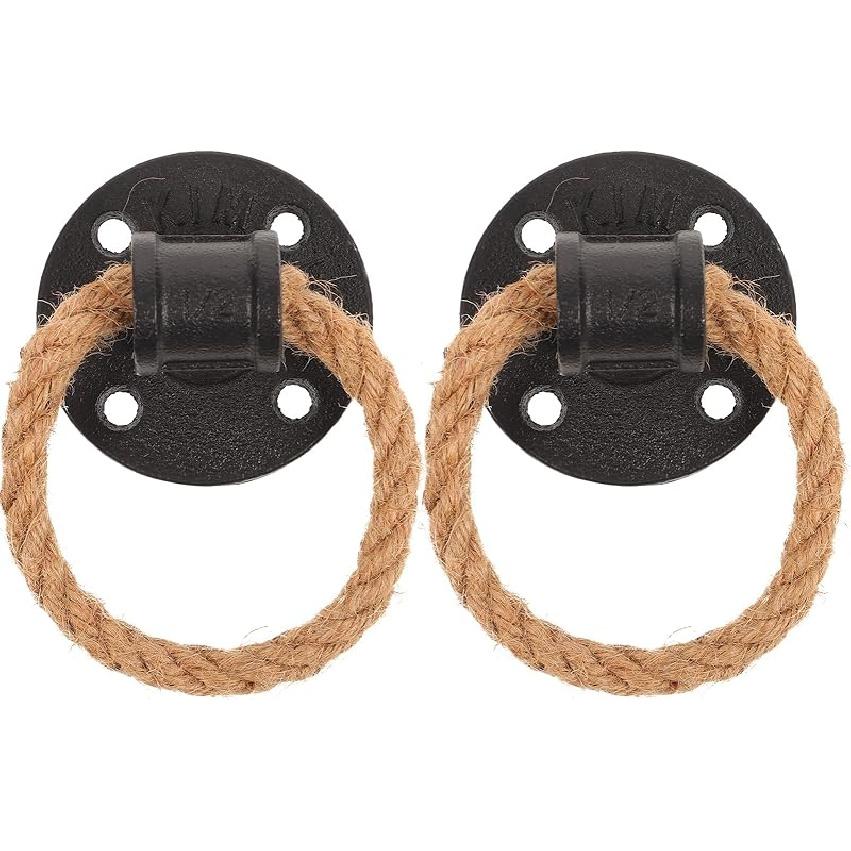 

IMIKEYA 2 шт. Ручка для амбарной двери, Винтажные дверные веревочные ручки-кольца для шкафа, Металлическая ручка-скоба для ворот для шкафа, гардероба, спальни, раздвижной двери Black 2pcs