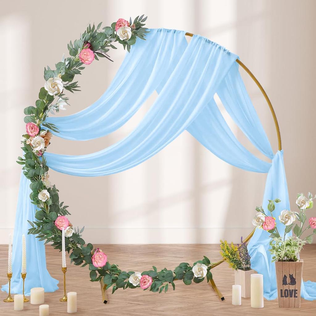 Wedding Arch Draping Fabric, 1 Panel 6/10M Champagne Sheer Backdrop Curtain Wedding Arch Decorations for Wedding Party Ceiling