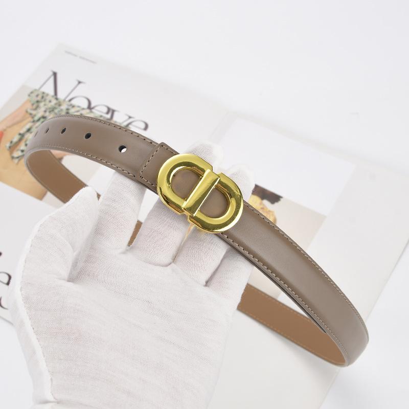 Ladies Belt Letter Alloy Buckle Simple Decorative Belt Leather Student Daily Casual Wear