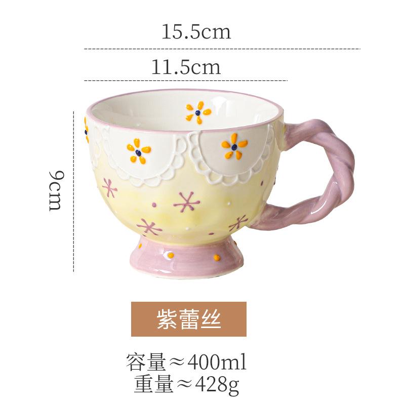 Ceramic Mug, Office Water Cup, Girl Cute Creative Breakfast Cup, Milk Universal Oat Cup, Household Anti-Corrosive