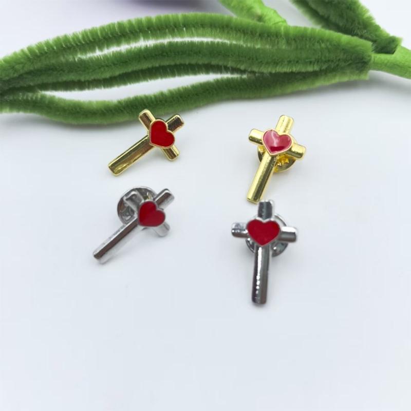 Pack of 10 Enamel Crosses Heart Pin with Secure Clasp for Confident Adornment Lapel Accessory for Everyday Wear