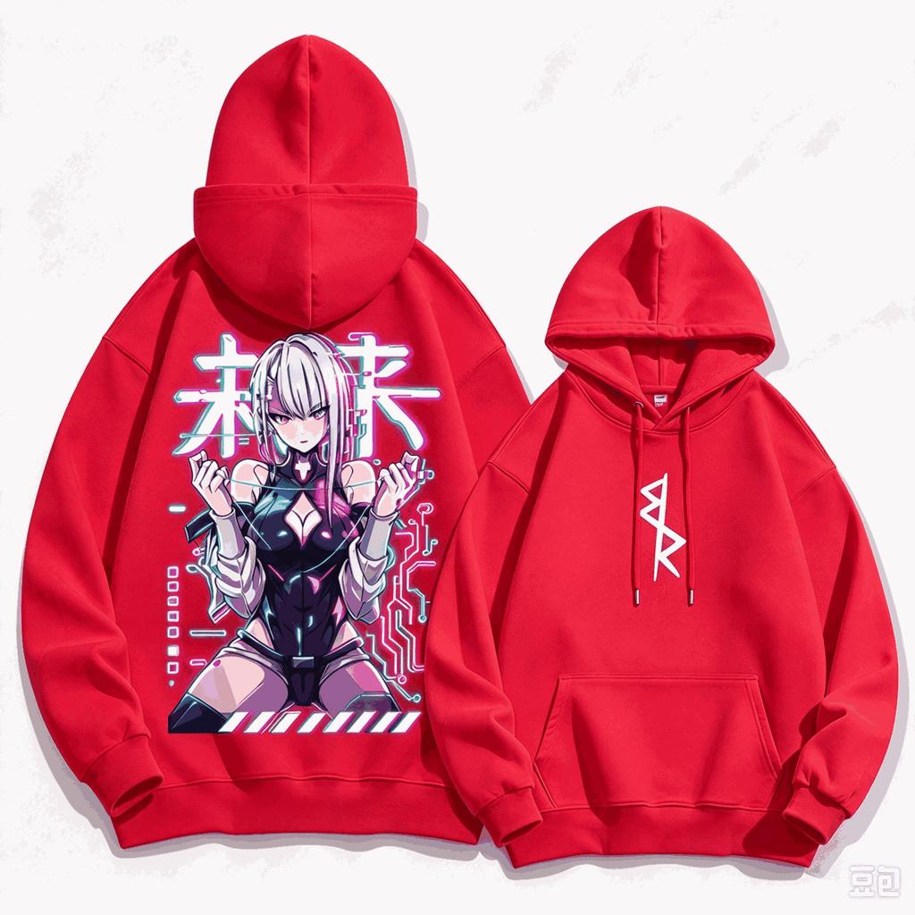 Cyberpunk Edgerunners Grafik Hoodies Herbst Winter Herren Manga Vintage Übergroß Unisex Streetwear Trendig Sport Grafik Y2k Kurze Ärmel Klassisch