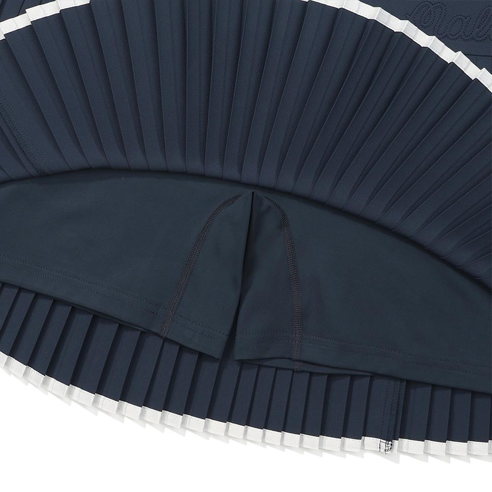 MALBON GOLF Wide Waistband Fine Pleated Skirt Navy (Woman)