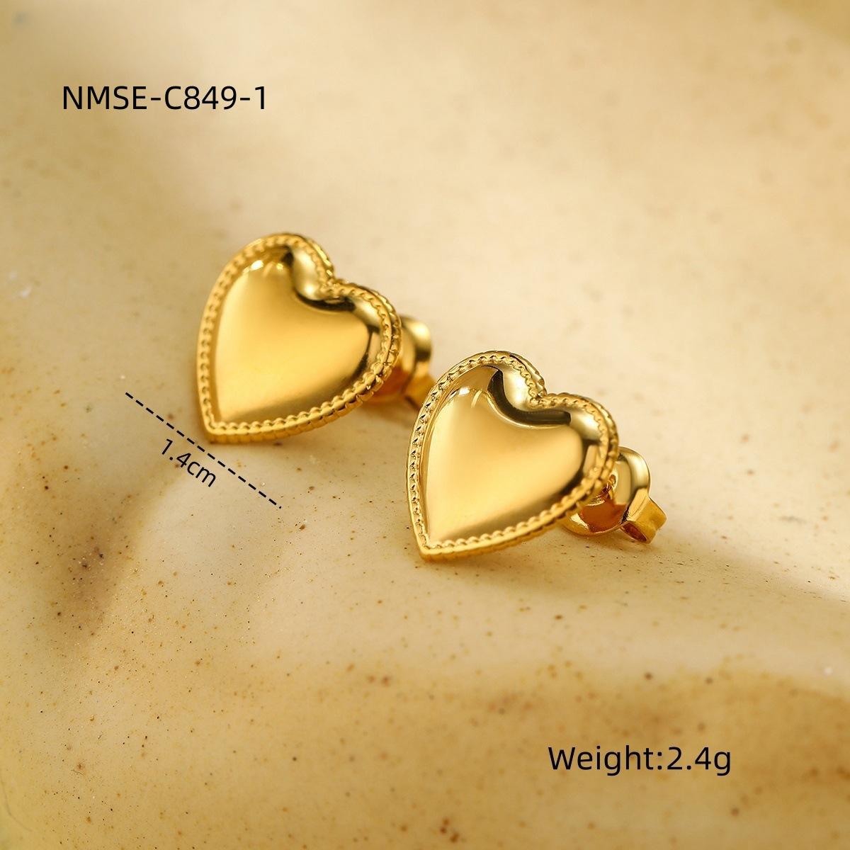 GEMCHIC Women s Stainless Steel Love Heart Shaped Stud Earrings Simple Light Luxury Titanium Steel Earrings for Women